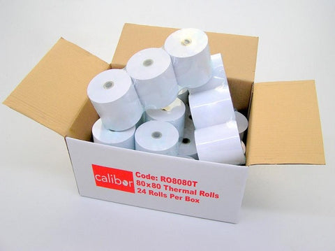 Calibor Thermal Single Ply Receipt Printer Paper Rolls 80x80 24 Rolls per box for Cashier Printer